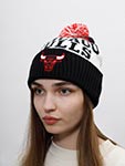 Шапка MITCHELL NESS арт. MN1-EU105-WORD-CHIB-BLK Chicago Bulls NBA  (черный / белый)